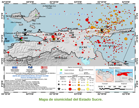 Mapa de sismicidad del Estado Sucre