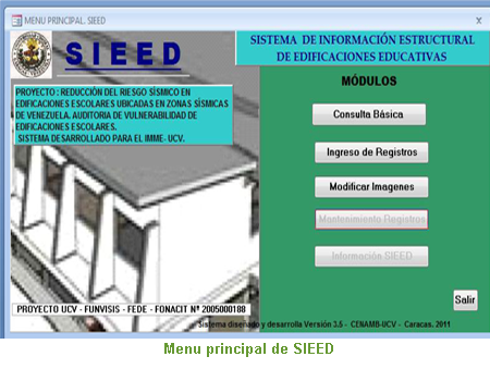 Menú principal de SIEED