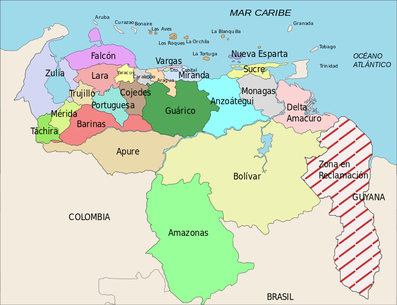 Mapa con División Política de Venezuela
